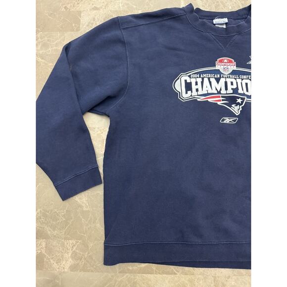 Vintage NFL New England Patriots Sweatshirt Large Blue 2004 AFC Champions - Picture 2 of 11